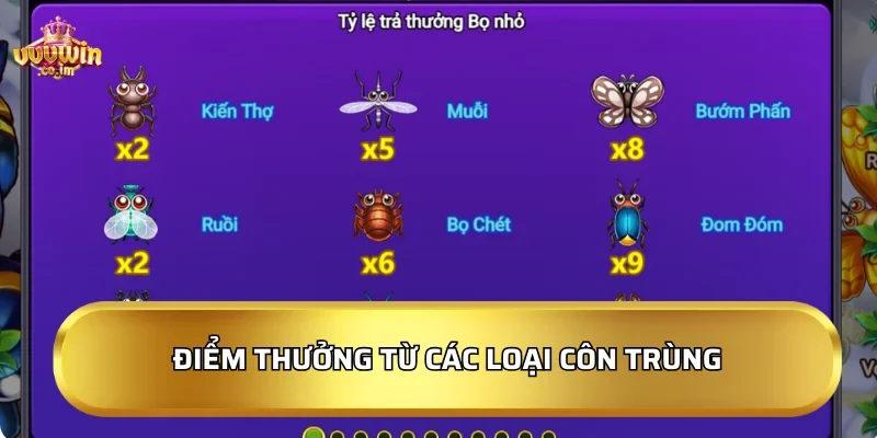 Điểm thưởng từ các loại côn trùng